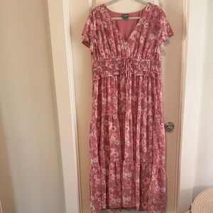 ARULA Pink Floral Maxi Dress